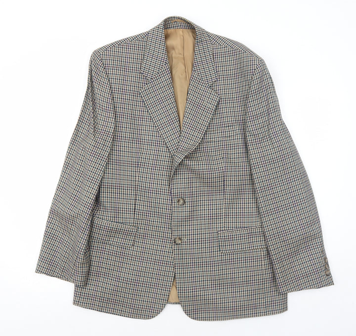 Burton Mens Multicoloured Geometric Wool Jacket Blazer Size 40 Regular