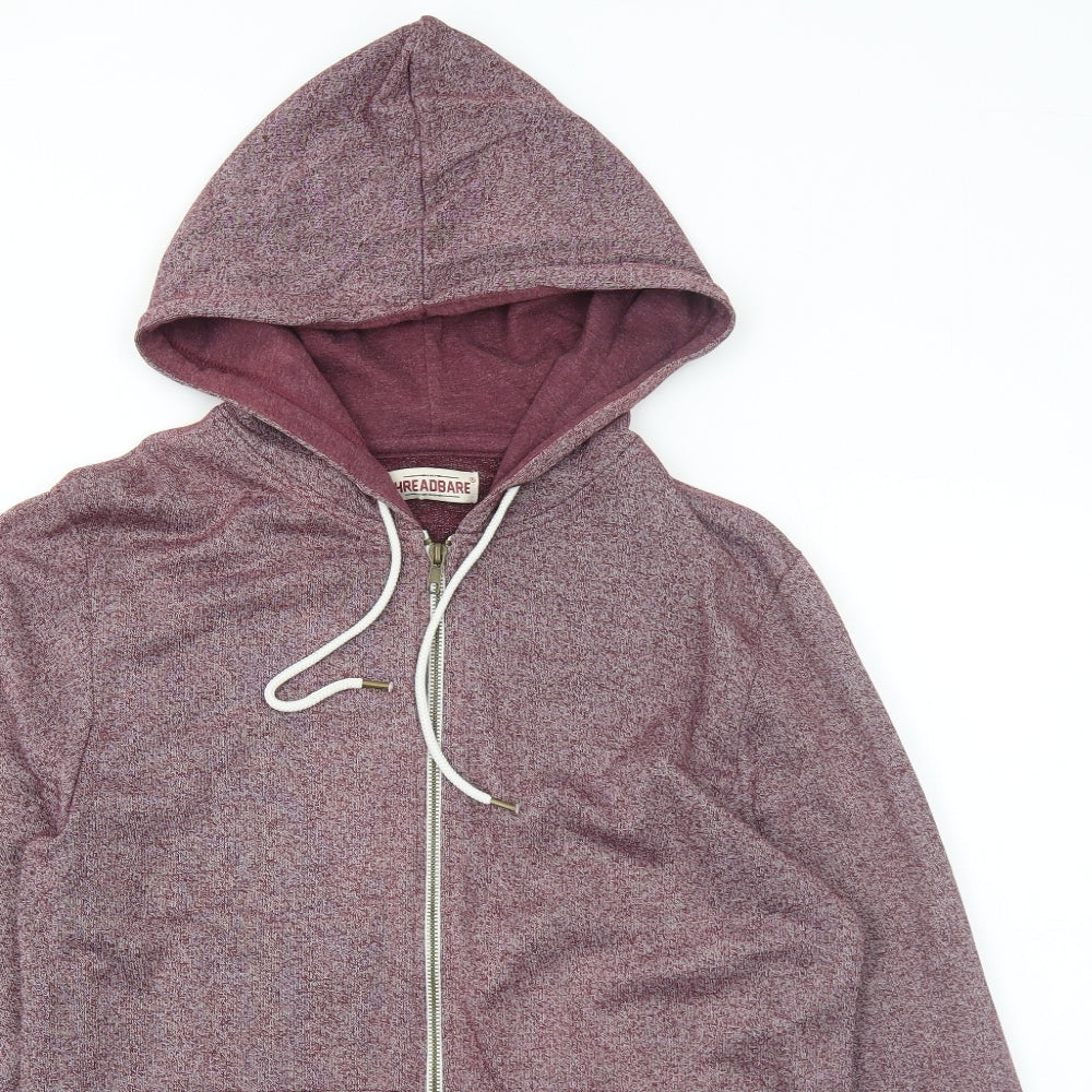 Threadbare Mens Red Cotton Full Zip Hoodie Size S