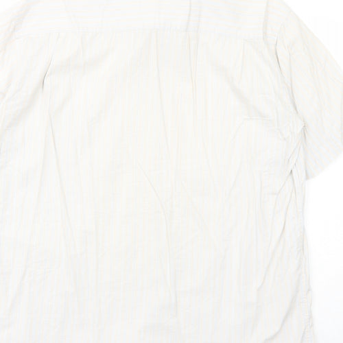 Kastor Mens White Striped Cotton Button-Up Size 42 Collared Button