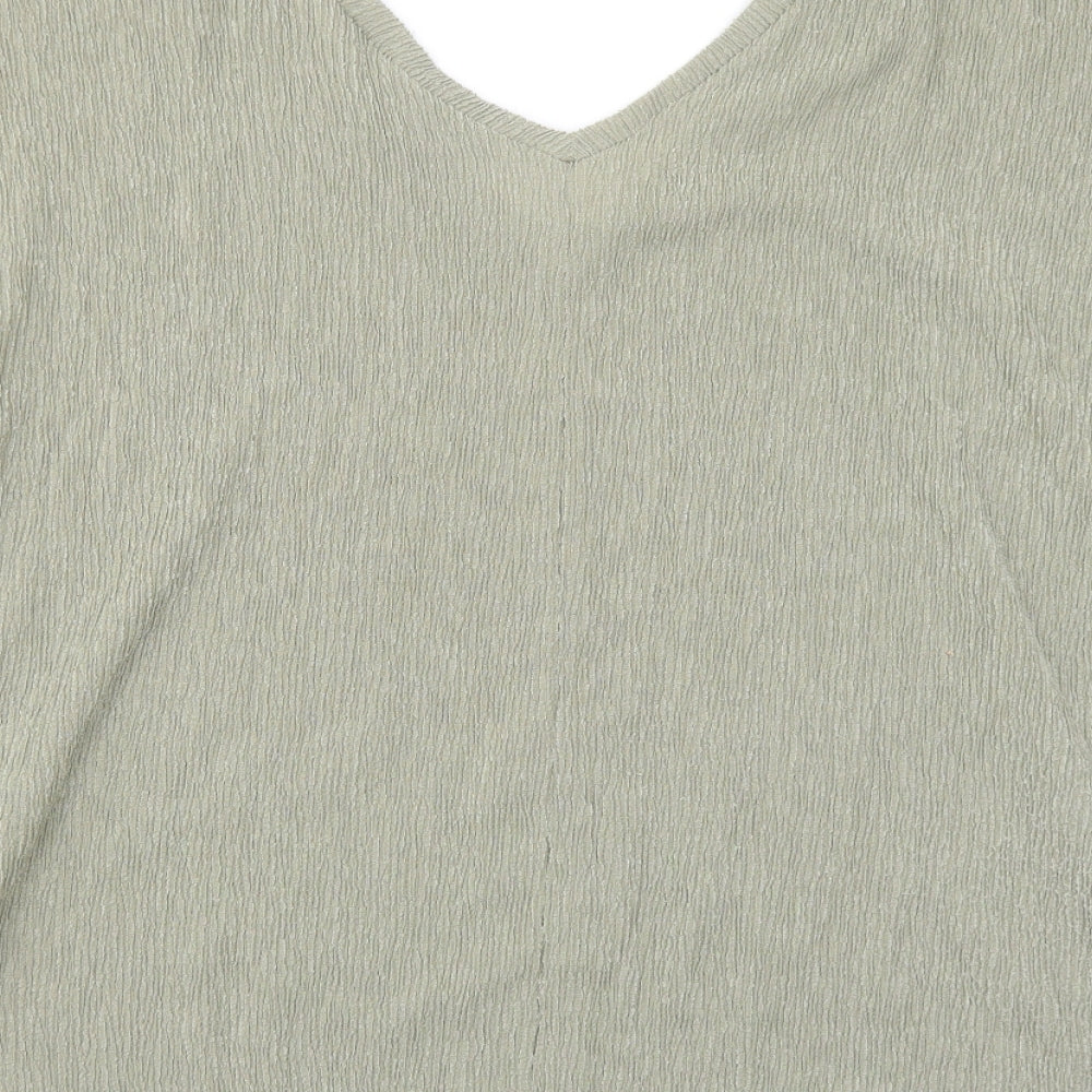 Marks and Spencer Womens Green Polyester Basic Blouse Size 16 V-Neck