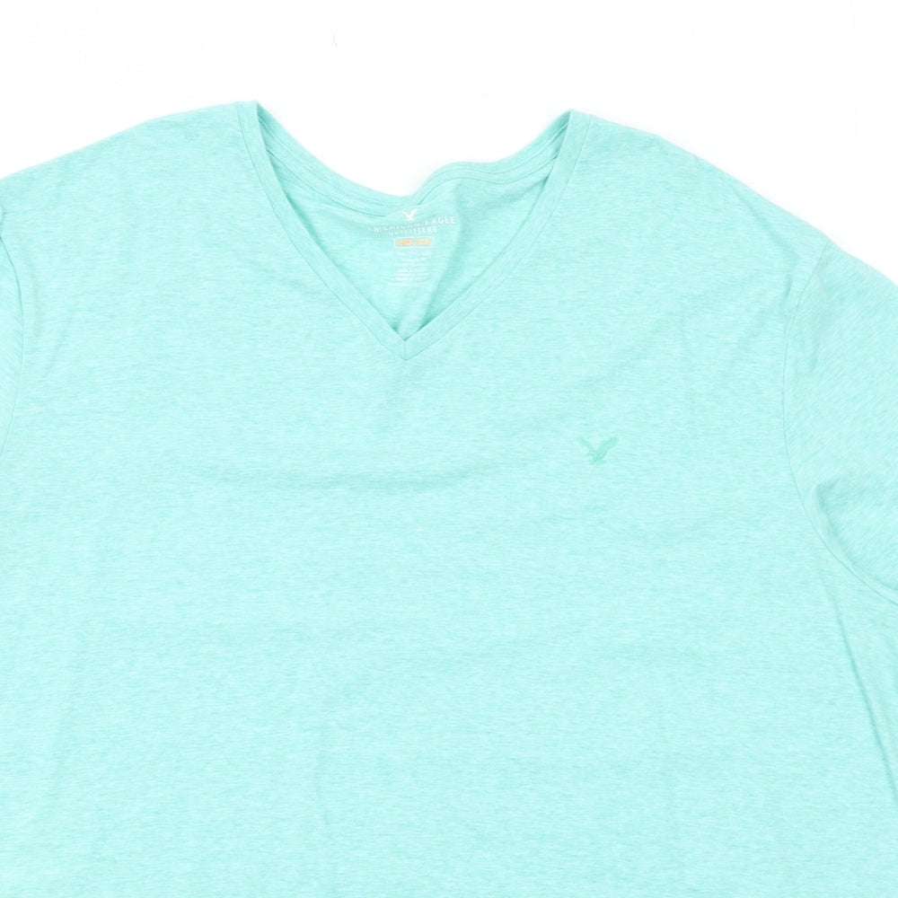 American Eagle Outfitters Mens Green Cotton T-Shirt Size 2XL V-Neck