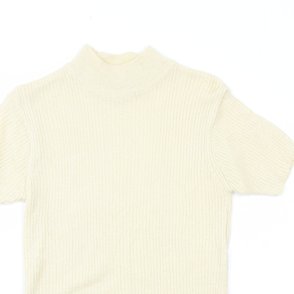 Bonmarché Womens Ivory High Neck Acrylic Pullover Jumper Size L