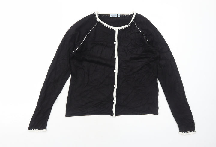 Anne Brooks Womens Black Round Neck Acrylic Cardigan Jumper Size 10