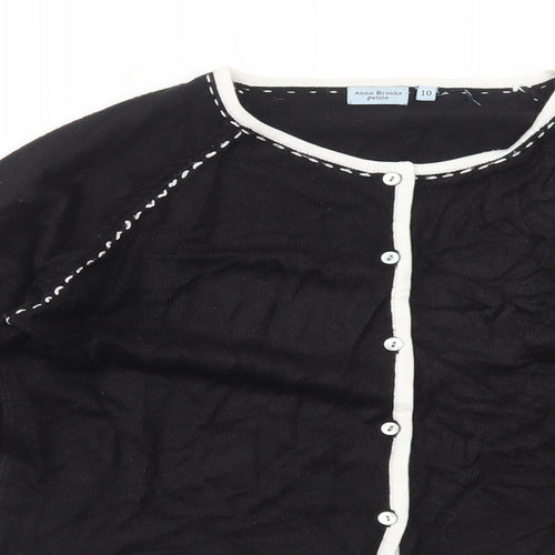 Anne Brooks Womens Black Round Neck Acrylic Cardigan Jumper Size 10