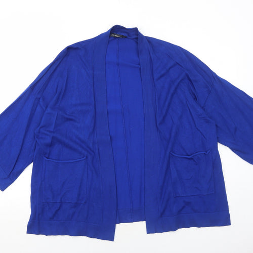 Zara Womens Blue V-Neck Viscose Cardigan Jumper Size S