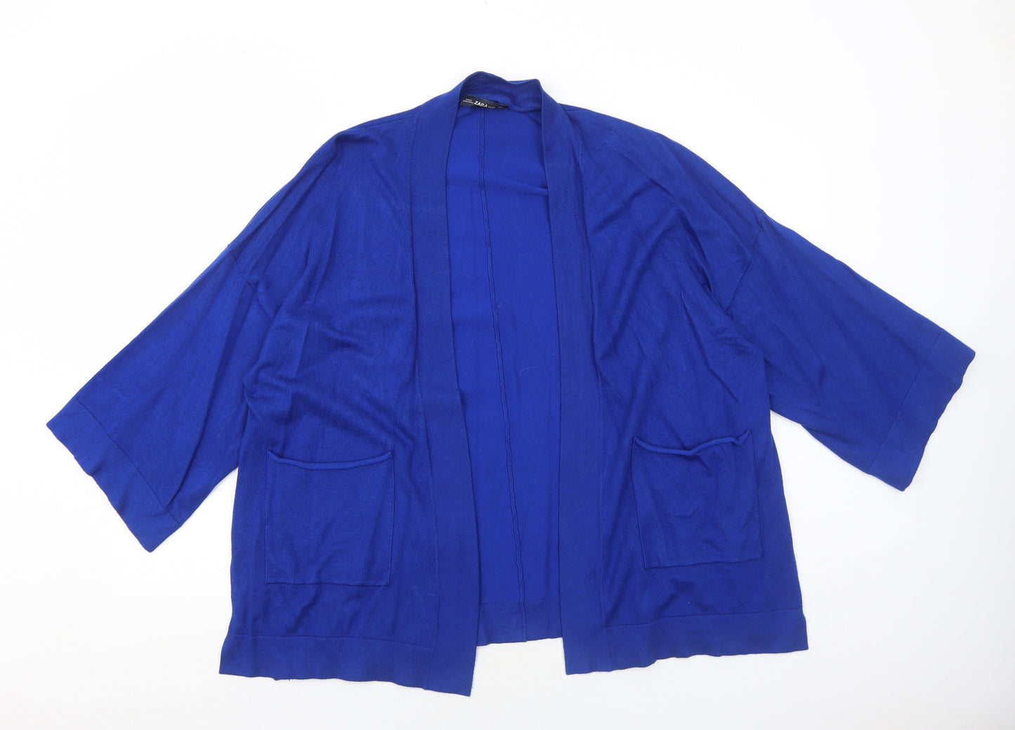 Zara Womens Blue V-Neck Viscose Cardigan Jumper Size S