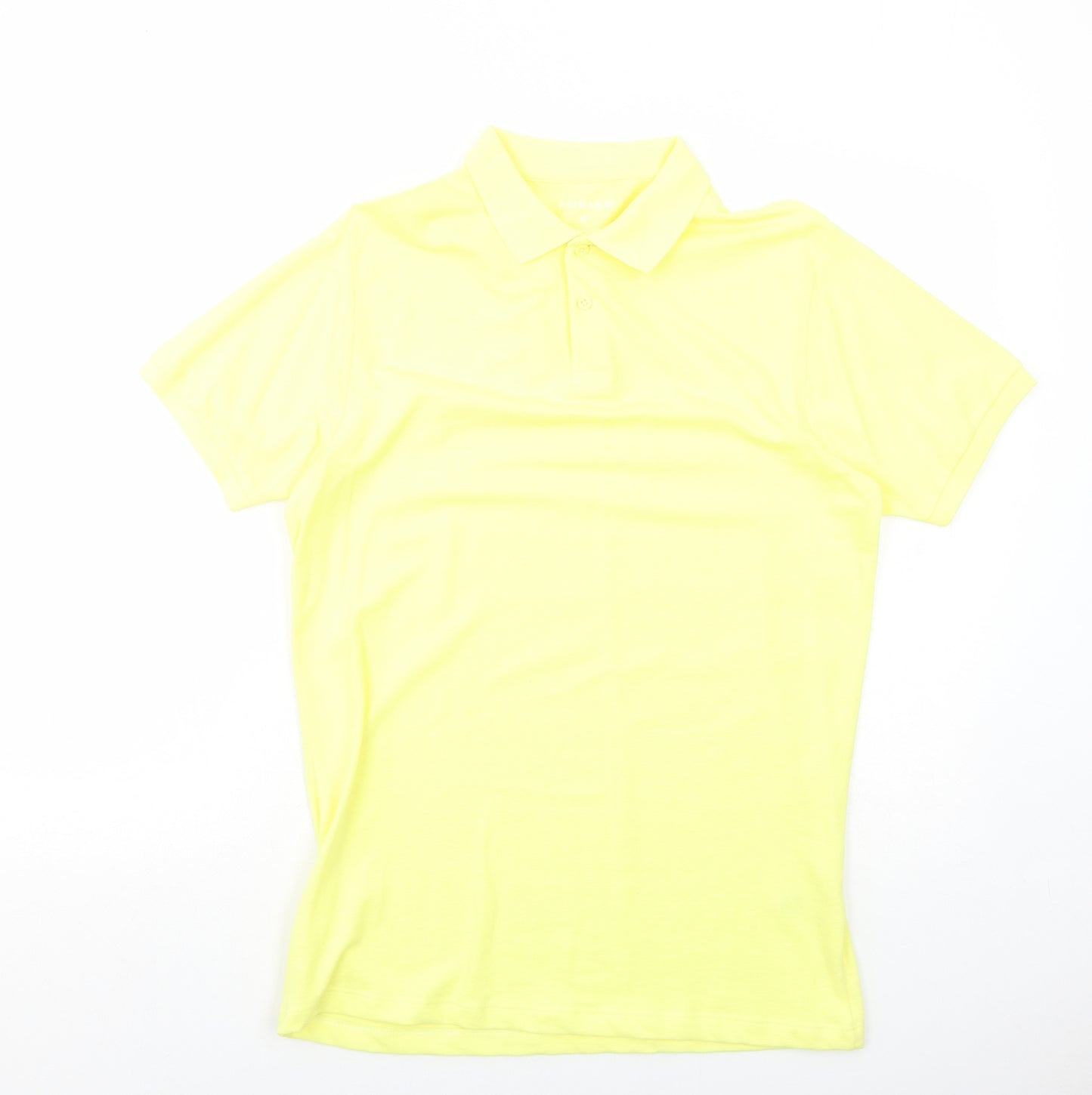 Primark Mens Yellow Cotton Polo Size M Collared Button