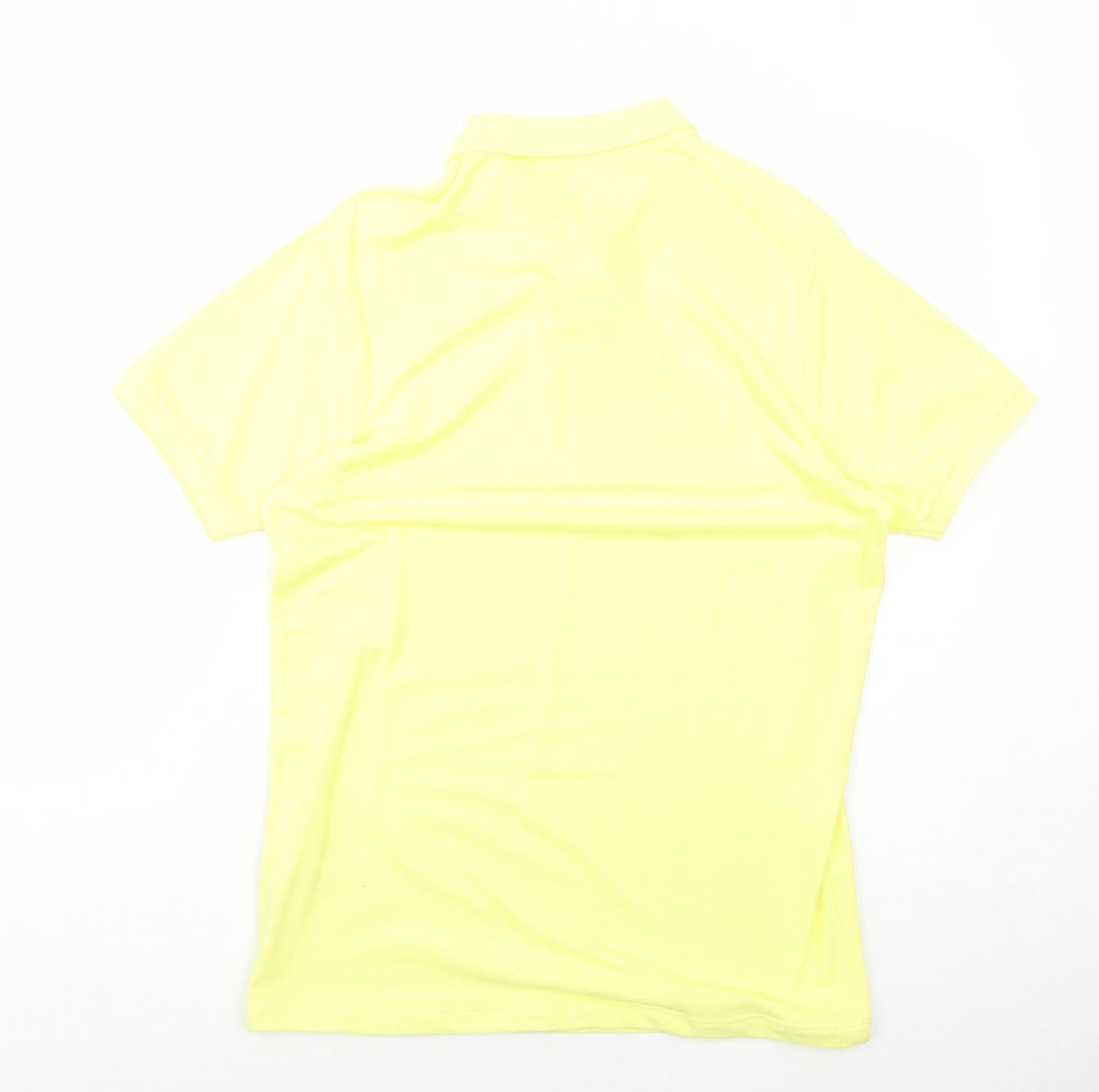 Primark Mens Yellow Cotton Polo Size M Collared Button