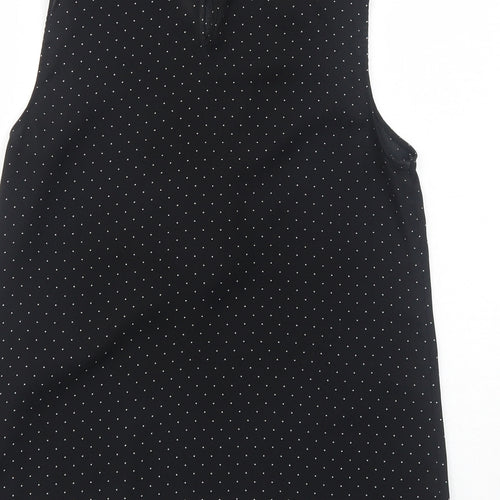 F&F Womens Black Polka Dot Polyester Basic Blouse Size 10 Round Neck