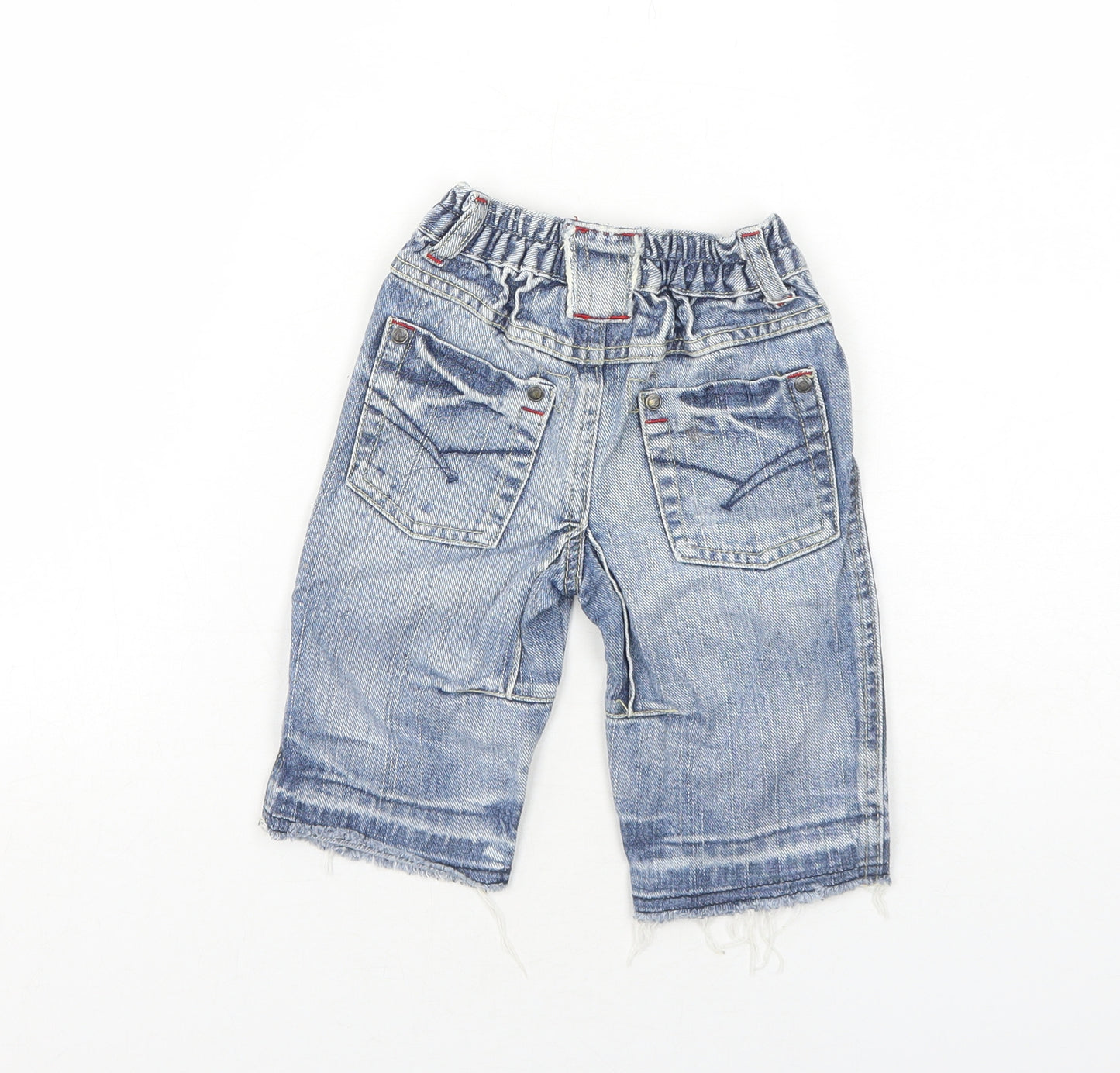 NEXT Boys Blue Cotton Cropped Jeans Size 6-9 Months Button