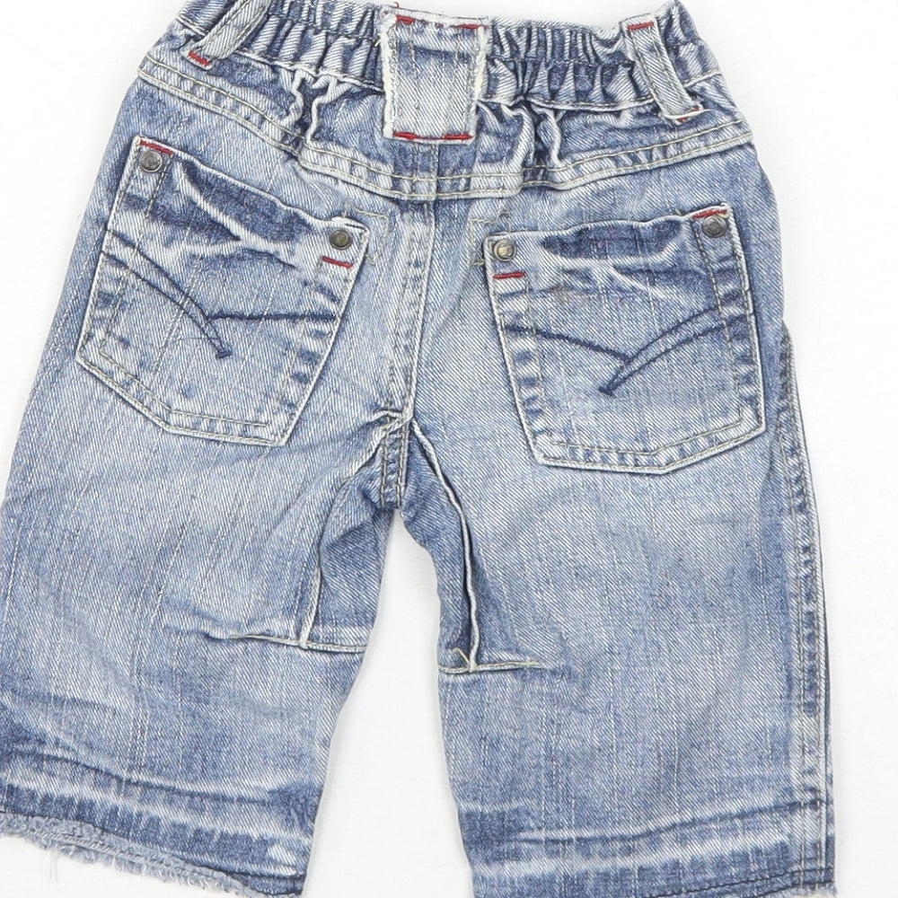NEXT Boys Blue Cotton Cropped Jeans Size 6-9 Months Button
