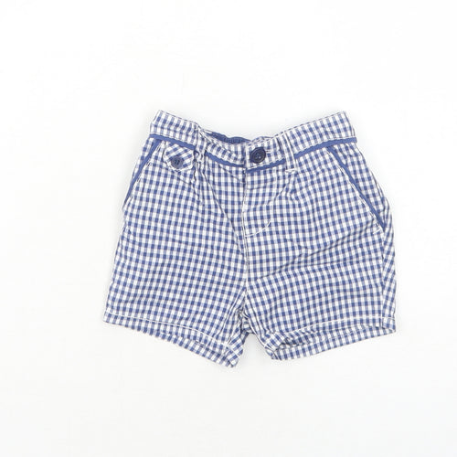 Mini Club Baby Blue Geometric Cotton Cropped Trousers Size 0-3 Months Button