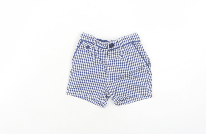Mini Club Baby Blue Geometric Cotton Cropped Trousers Size 0-3 Months Button