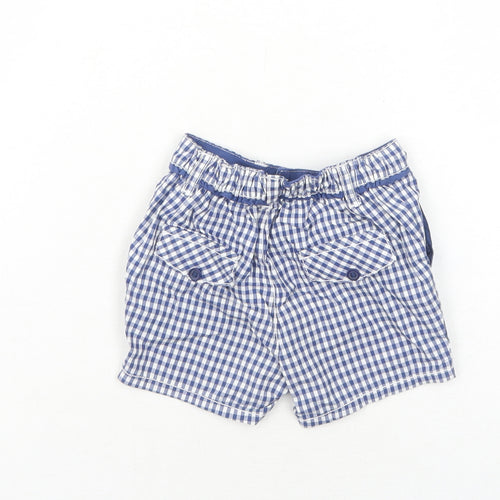 Mini Club Baby Blue Geometric Cotton Cropped Trousers Size 0-3 Months Button