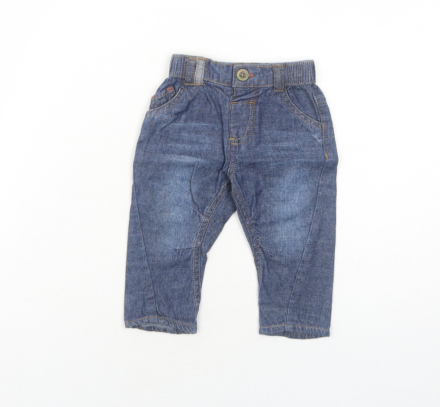 George Boys Blue Cotton Capri Jeans Size 0-3 Months Button