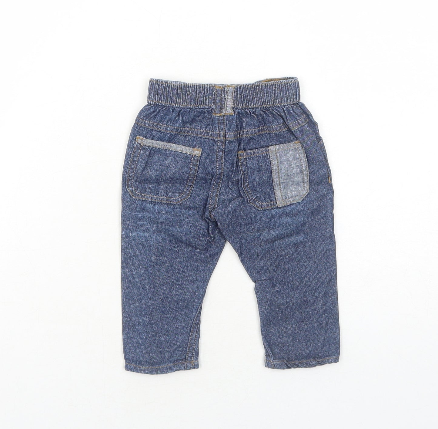 George Boys Blue Cotton Capri Jeans Size 0-3 Months Button