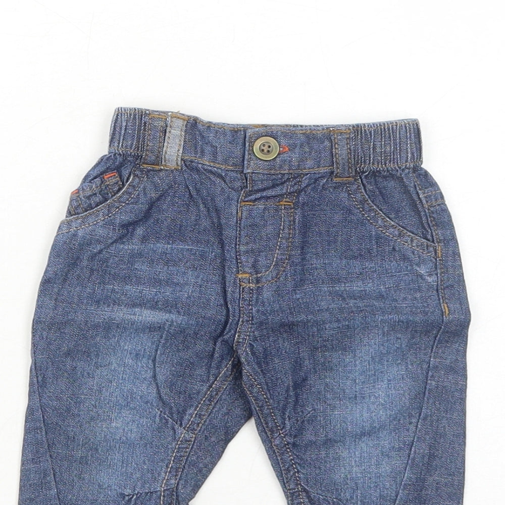 George Boys Blue Cotton Capri Jeans Size 0-3 Months Button