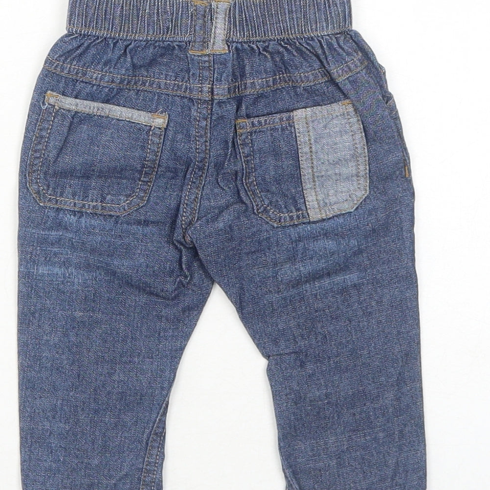 George Boys Blue Cotton Capri Jeans Size 0-3 Months Button