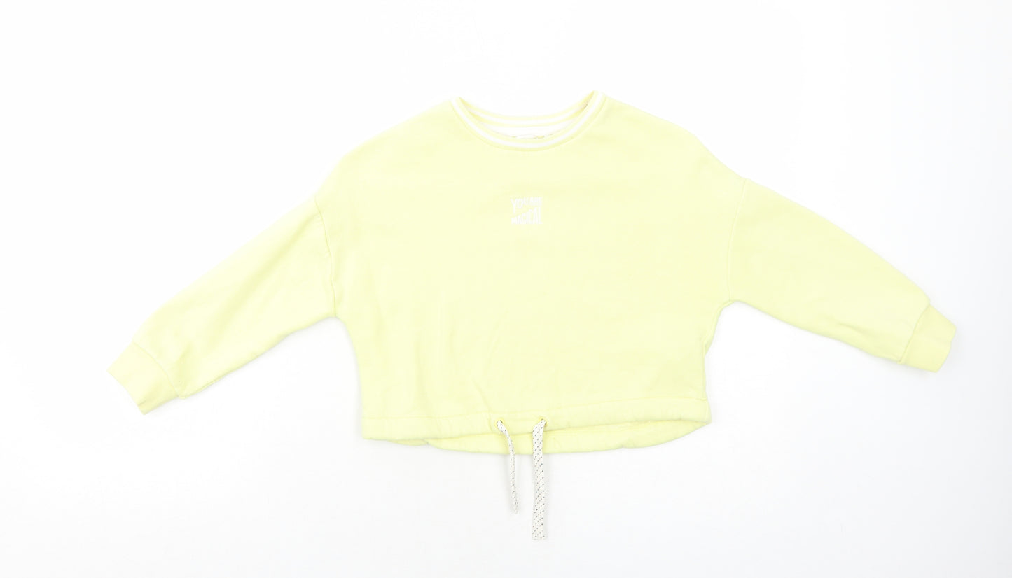 Marks and Spencer Girls Yellow Cotton Pullover Sweatshirt Size 6-7 Years Pullover