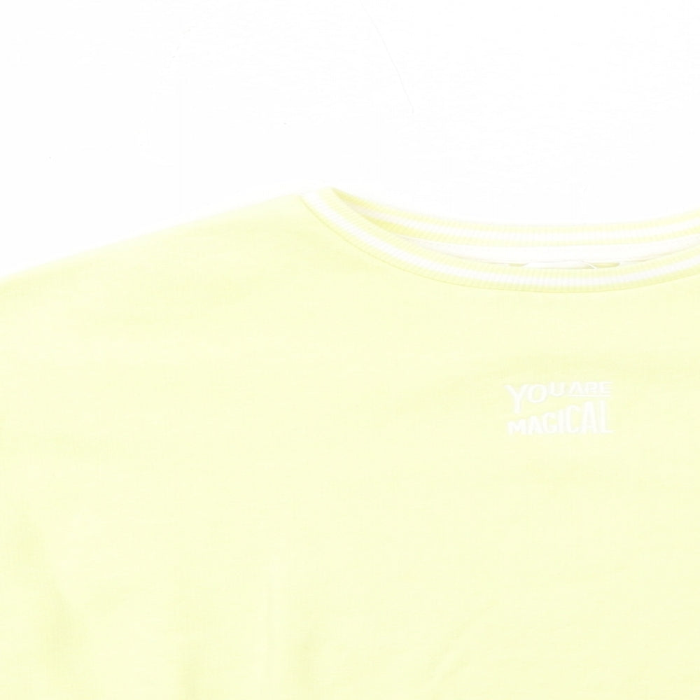 Marks and Spencer Girls Yellow Cotton Pullover Sweatshirt Size 6-7 Years Pullover