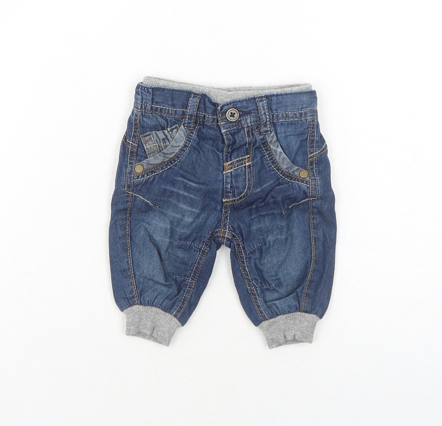 George Boys Blue Cotton Capri Jeans Size Newborn Button