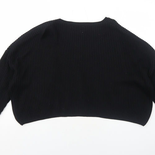 Cotton Candy LA Womens Black V-Neck Acrylic Pullover Jumper Size S