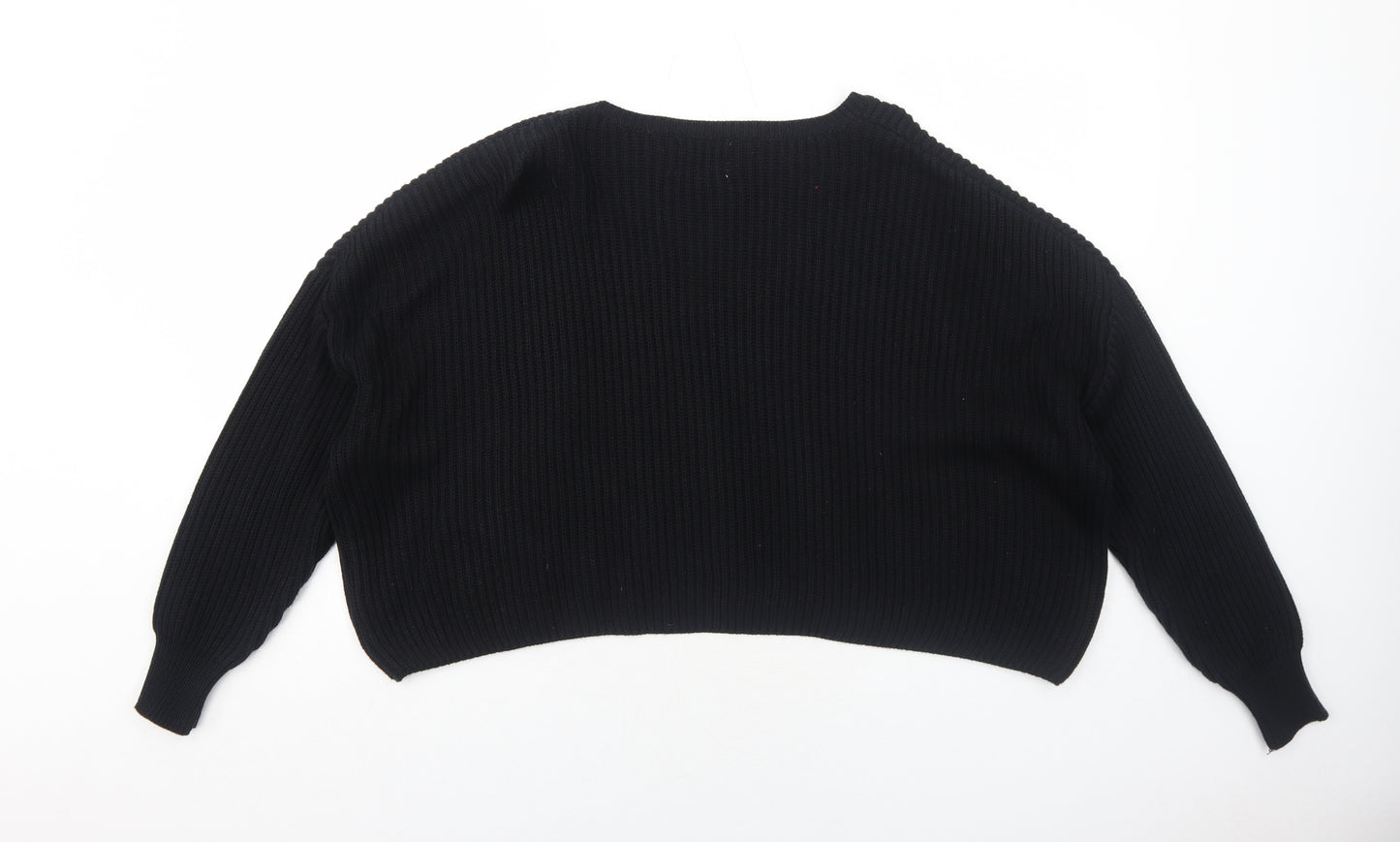 Cotton Candy LA Womens Black V-Neck Acrylic Pullover Jumper Size S