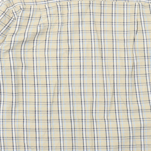 Dunnes Stores Mens Beige Plaid Cotton Button-Up Size S Collared Button