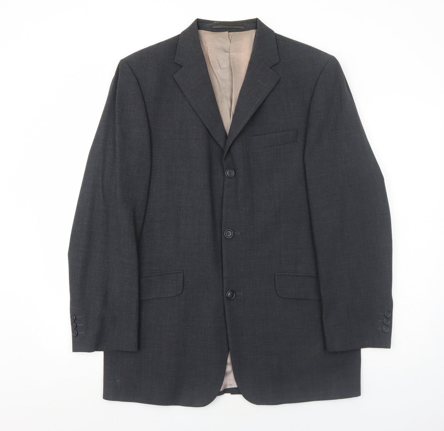 Milan Mens Grey Polyester Jacket Suit Jacket Size 40 Regular