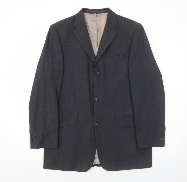 Milan Mens Grey Polyester Jacket Suit Jacket Size 40 Regular