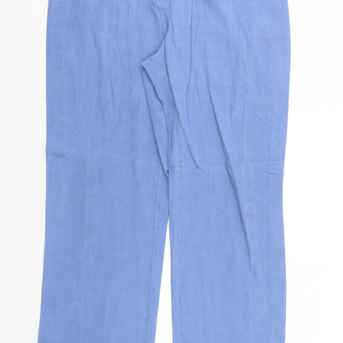 First Avenue Womens Blue Lyocell Trousers Size 16 Regular Zip