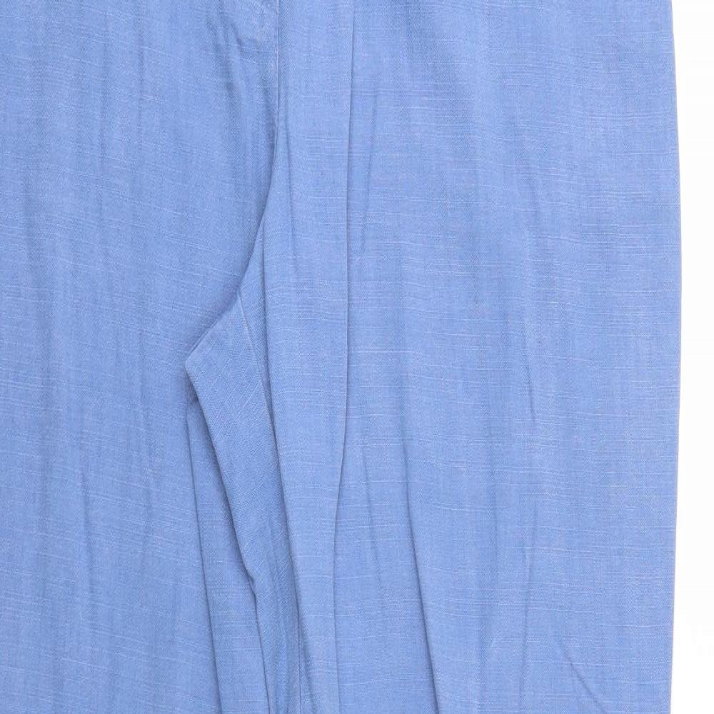 First Avenue Womens Blue Lyocell Trousers Size 16 Regular Zip