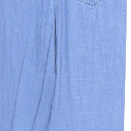 First Avenue Womens Blue Lyocell Trousers Size 16 Regular Zip