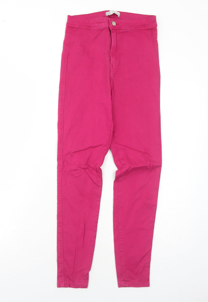 Bershka Womens Pink Cotton Skinny Jeans Size 10 Regular Zip