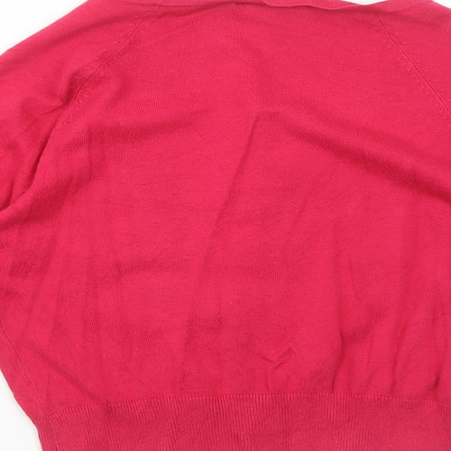 Be Beau Womens Pink Scoop Neck Cotton Cardigan Jumper Size 12