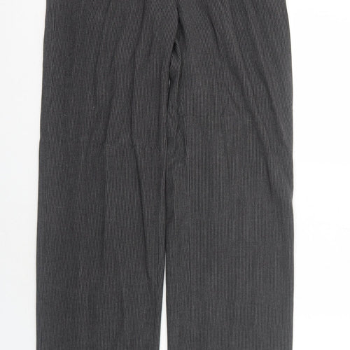 NEXT Womens Grey Striped Polyester Trousers Size 10 Regular Zip