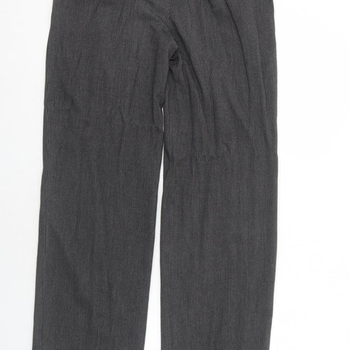 NEXT Womens Grey Striped Polyester Trousers Size 10 Regular Zip