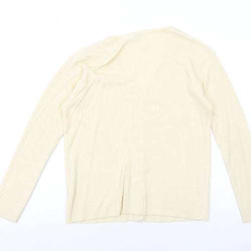 E.B Design Womens Ivory V-Neck Polyacrylate Fibre Cardigan Jumper Size S