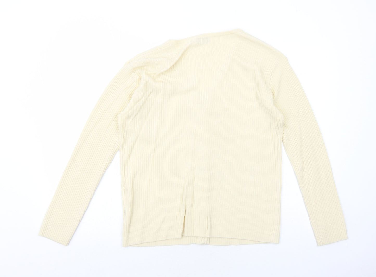 E.B Design Womens Ivory V-Neck Polyacrylate Fibre Cardigan Jumper Size S
