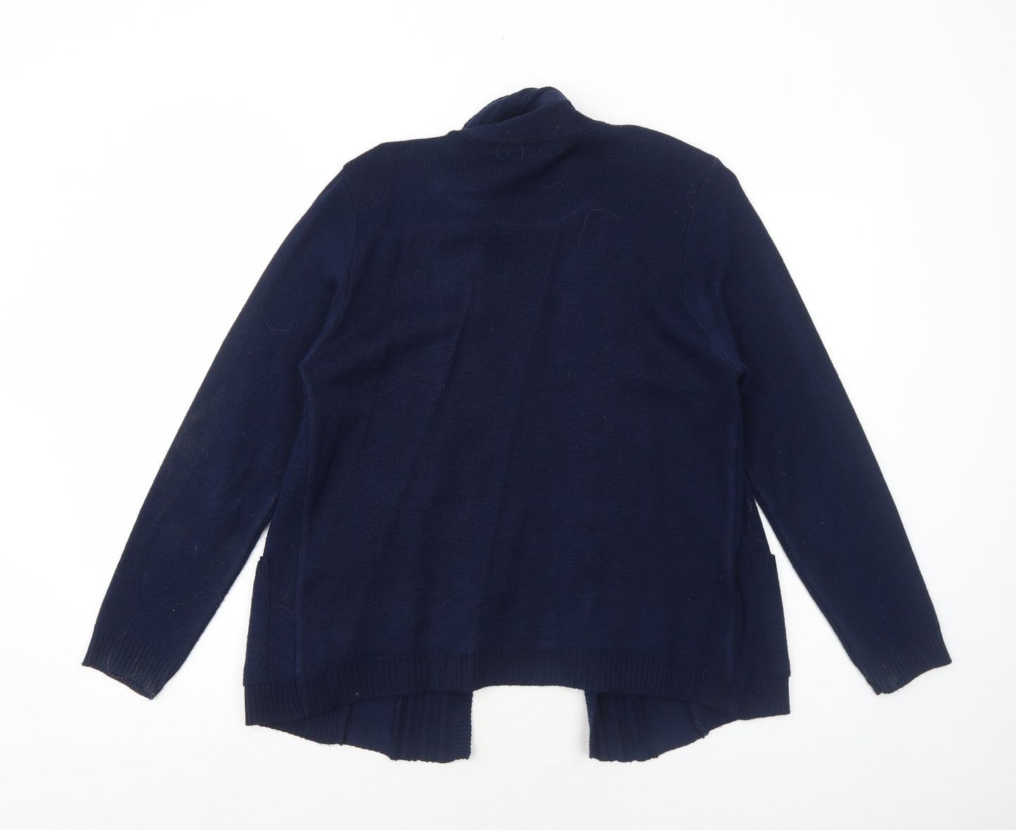 Beaumonde Womens Blue Round Neck Striped Acrylic Cardigan Jumper Size M - Twin Set