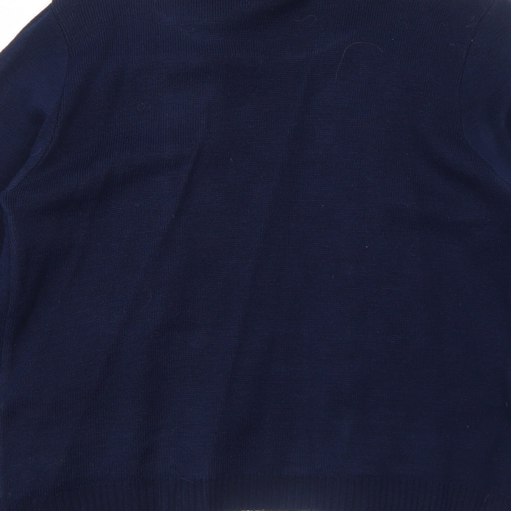 Beaumonde Womens Blue Round Neck Striped Acrylic Cardigan Jumper Size M - Twin Set