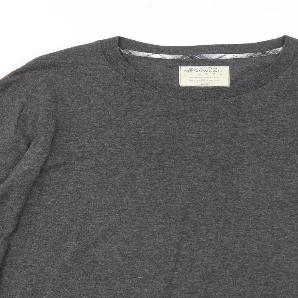 Burton Mens Grey Polyester T-Shirt Size L Round Neck
