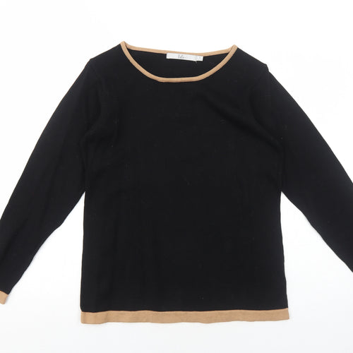 EWM Womens Black Round Neck Cotton Pullover Jumper Size 8 - Size 10-12