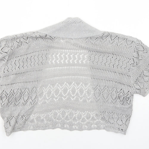 Ethel Austin Womens Silver V-Neck Geometric Acrylic Cardigan Jumper Size XL
