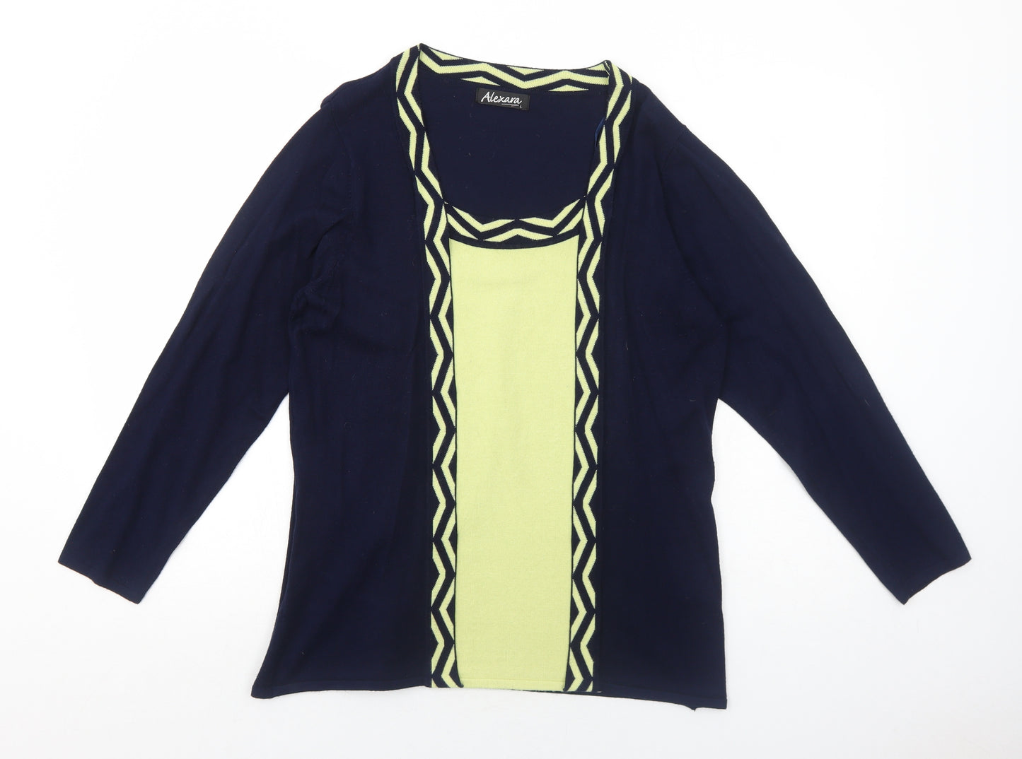 Alexara Womens Blue Scoop Neck Viscose Pullover Jumper Size L