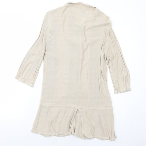 Wall Womens Beige Collared Cotton Cardigan Jumper Size M