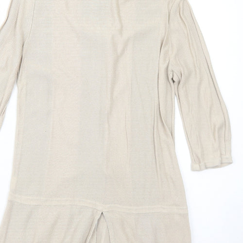 Wall Womens Beige Collared Cotton Cardigan Jumper Size M
