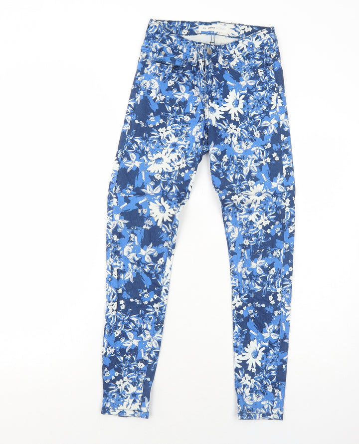 Emma C Denim Womens Blue Floral Cotton Skinny Jeans Size 4 Regular Zip