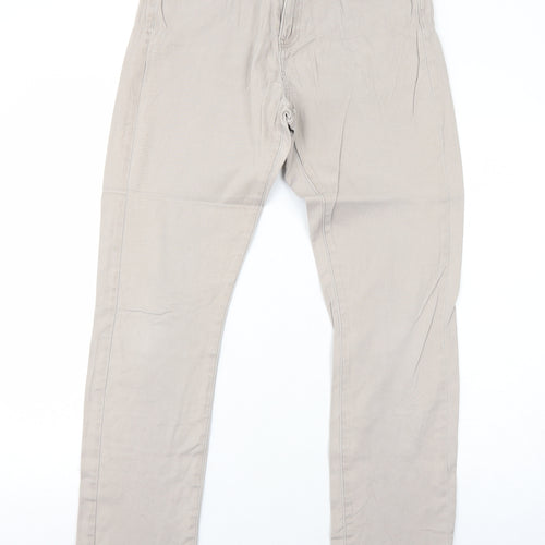 ESMARA Womens Beige Cotton Straight Jeans Size 16 Regular Zip