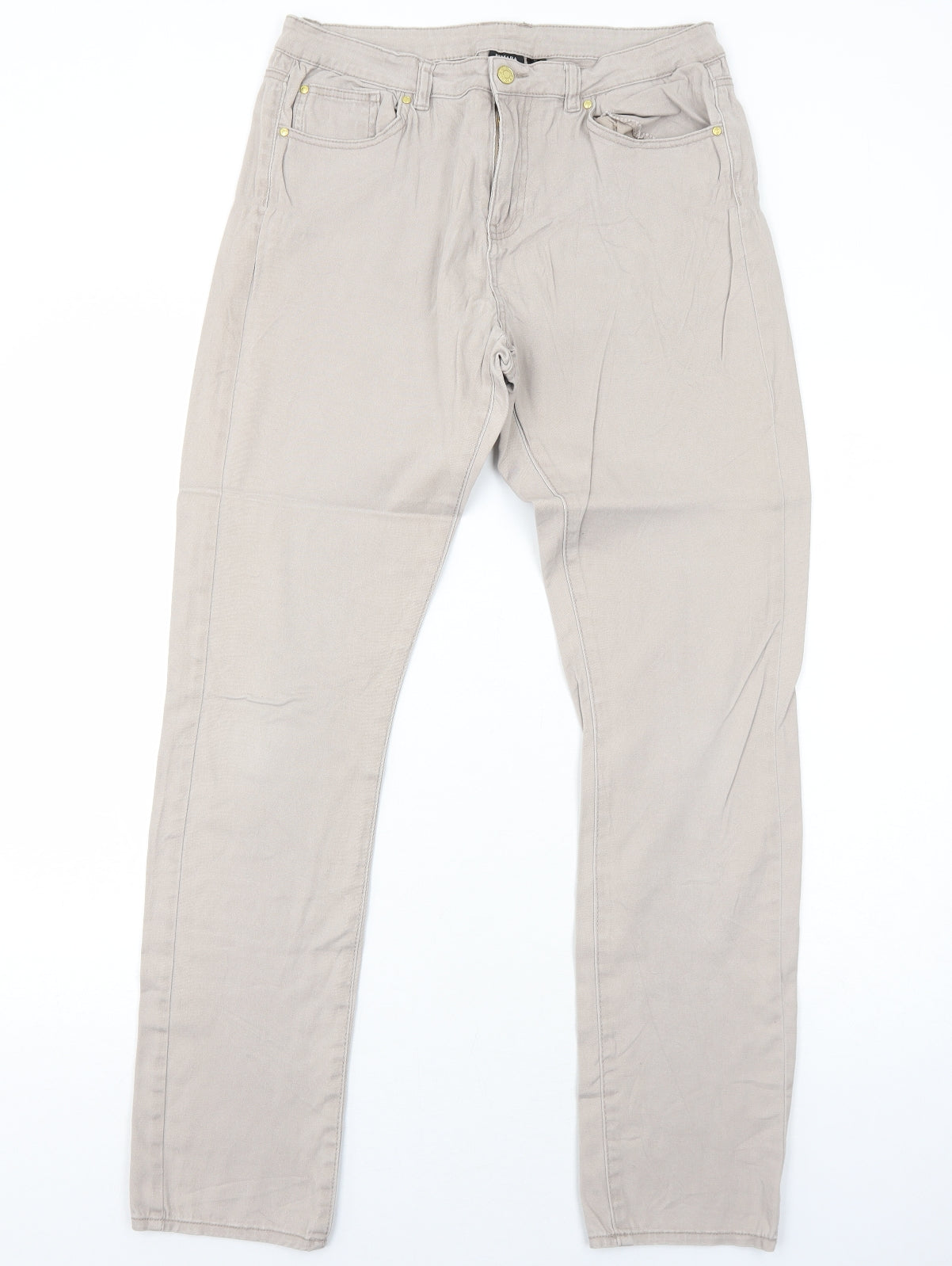 ESMARA Womens Beige Cotton Straight Jeans Size 16 Regular Zip